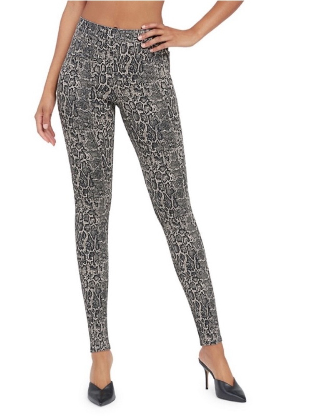 Spanx Snake Print Leggings XL High Rise Jean Style Stretch Skinny Pants Pockets